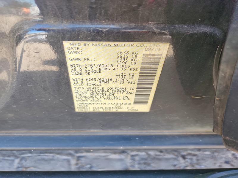 Aukcja sprzedaży 2015 Nissan Frontier, vin: 1N6AD0FV4FN703038, numer aukcji: 61220866