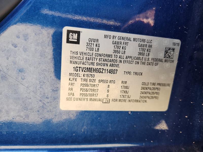 59103596 :رقم المزاد ، 1GTV2MEH6GZ114807 vin ، 2016 Gmc Sierra مزاد بيع