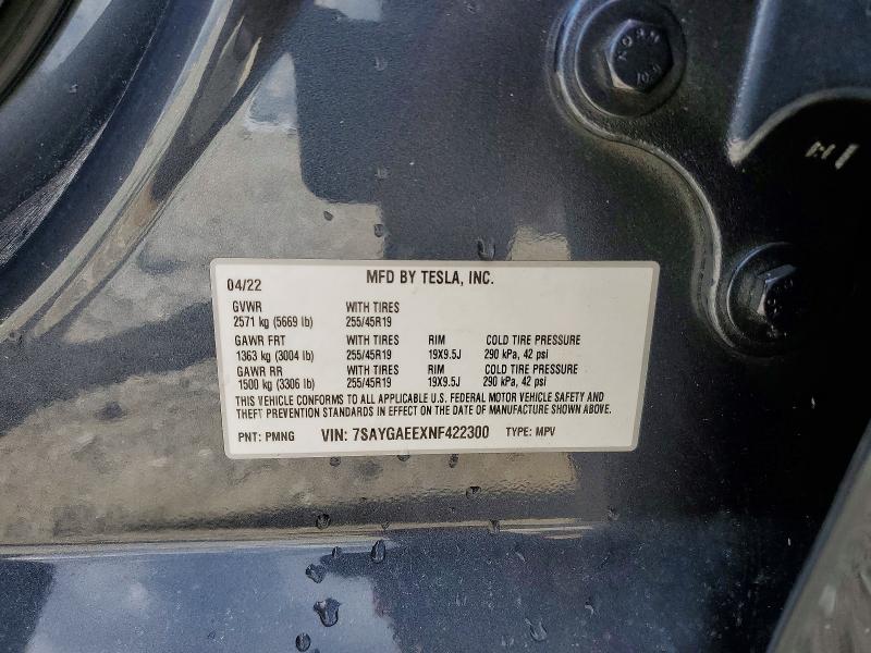 Aukcja sprzedaży 2022 Tesla Model Y, vin: 7SAYGAEEXNF422300, numer aukcji: 59054436