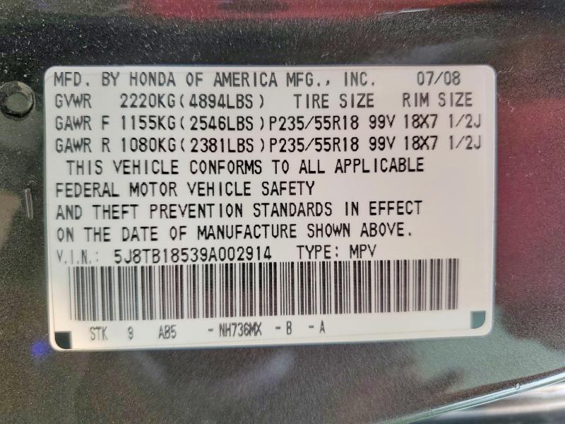 Aukcja sprzedaży 2009 Acura Rdx, vin: 5J8TB18539A002914, numer aukcji: 61228686