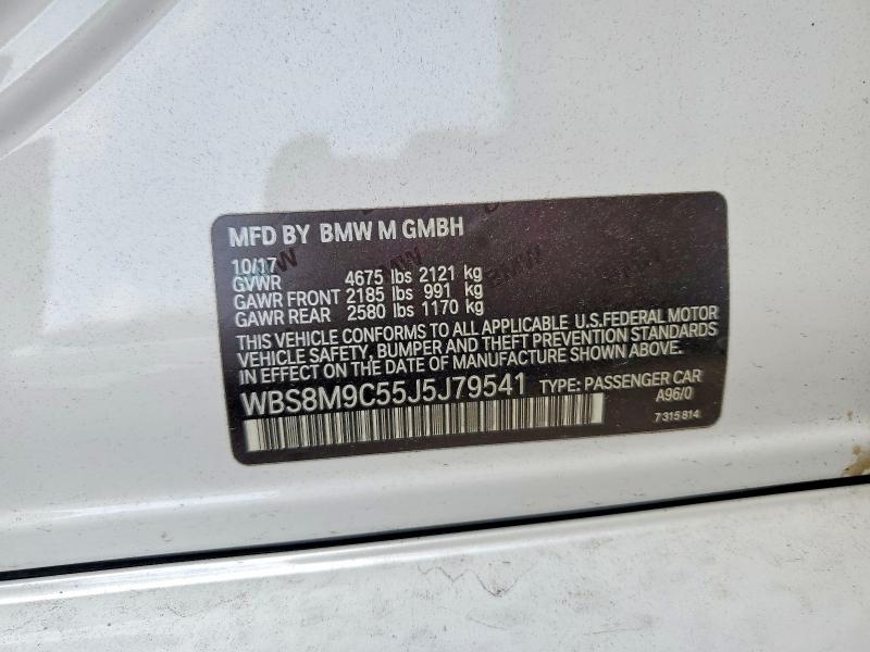 Aukcja sprzedaży 2018 Bmw M3, vin: WBS8M9C55J5J79541, numer aukcji: 61551036