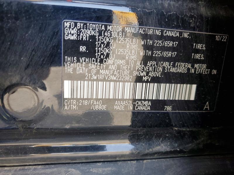 Продажа на аукционе авто 2022 Toyota Rav4, vin: 2T3W1RFV3NW232982, номер лота: 60658546