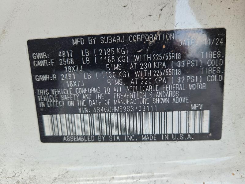 2025 Subaru Crosstrek მანქანა იყიდება აუქციონზე, vin: 4S4GUHM69S3703111, აუქციონის ნომერი: 60460436