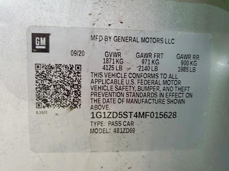 2021 Chevrolet Malibu მანქანა იყიდება აუქციონზე, vin: 1G1ZD5ST4MF015628, აუქციონის ნომერი: 63362246