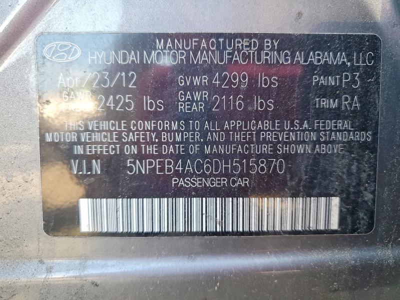 Продаж на аукціоні авто 2013 Hyundai Sonata, vin: 5NPEB4AC6DH515870, номер лоту: 85967885