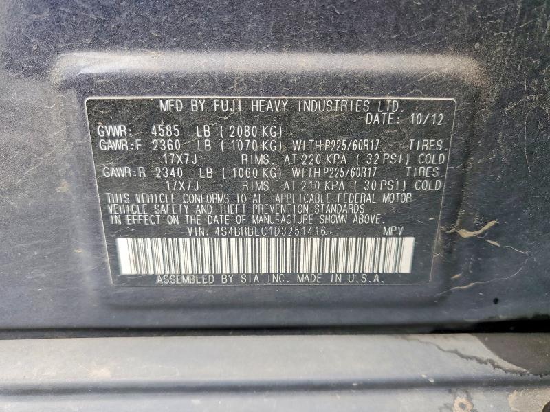 Продажа на аукционе авто 2013 Subaru Outback, vin: 4S4BRBLC1D3251416, номер лота: 61084086