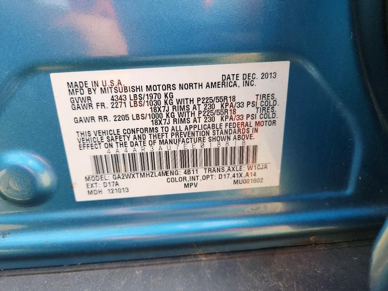 Aukcja sprzedaży 2014 Mitsubishi Outlander Sport, vin: 4A4AR3AU7EE018818, numer aukcji: 61808026