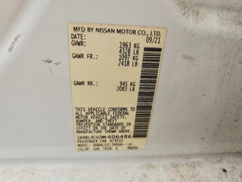 Aukcja sprzedaży 2021 Nissan Altima, vin: 1N4BL4CV2MN406486, numer aukcji: 61121356