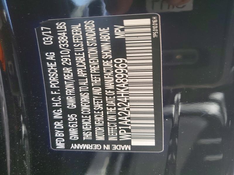 Aukcja sprzedaży 2017 Porsche Cayenne, vin: WP1AA2A24HKA89969, numer aukcji: 60279686