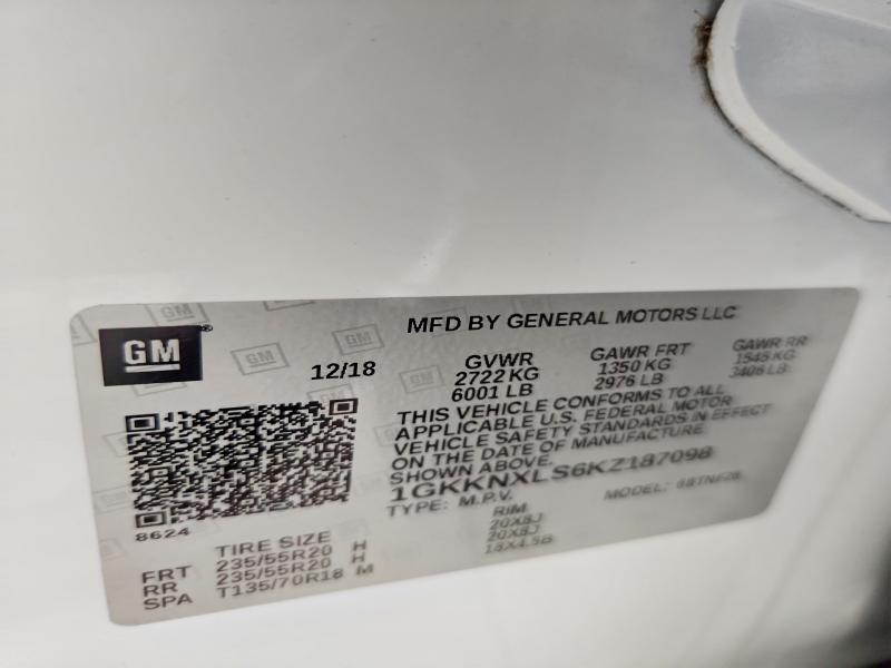 Aukcja sprzedaży 2019 Gmc Acadia, vin: 1GKKNXLS6KZ187098, numer aukcji: 60710486