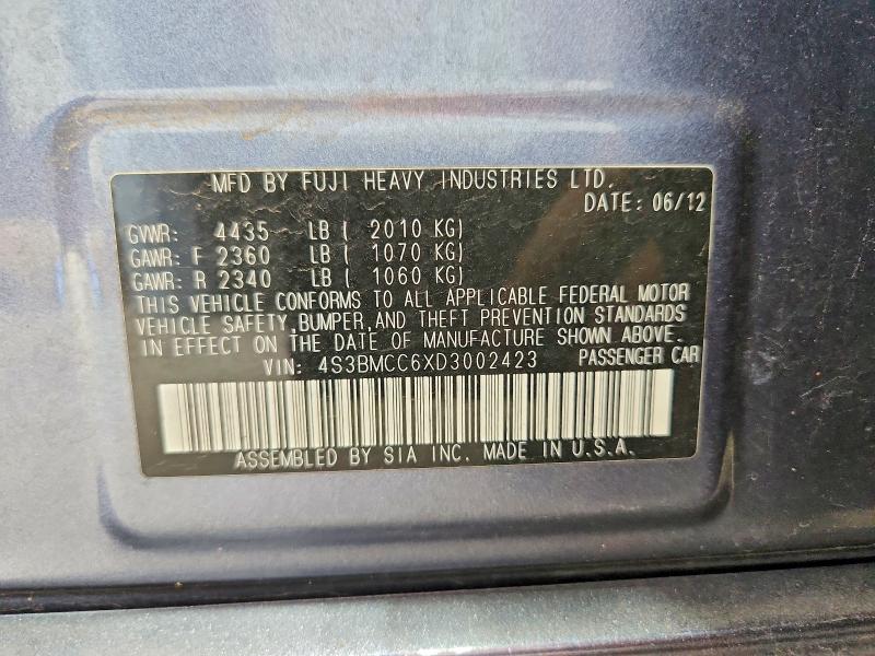 Продажа на аукционе авто 2013 Subaru Legacy, vin: 4S3BMCC6XD3002423, номер лота: 61971806
