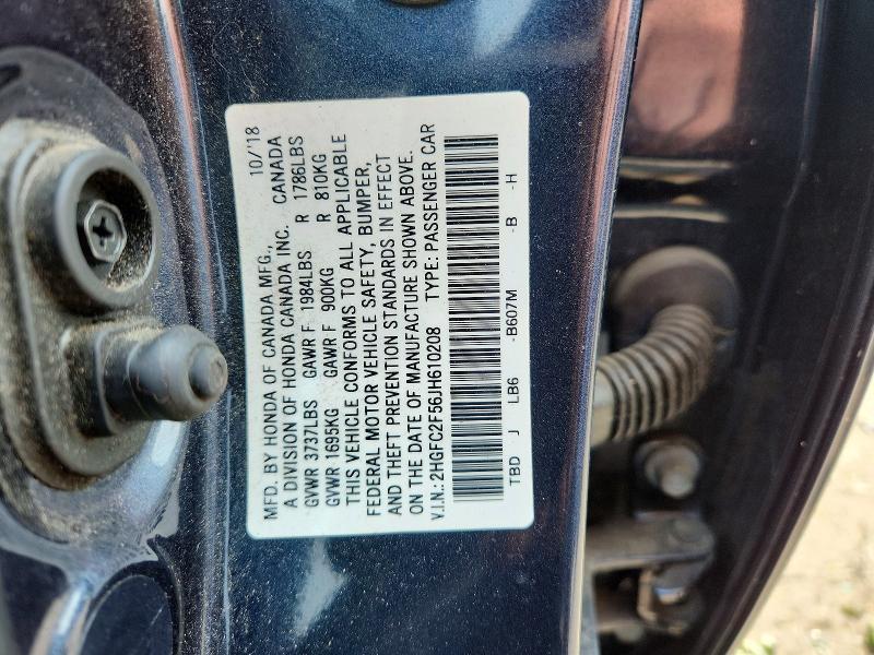 Продажа на аукционе авто 2018 Honda Civic, vin: 2HGFC2F56JH610208, номер лота: 61290316