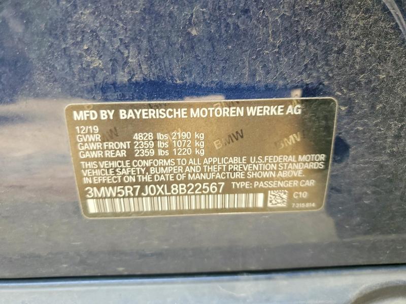 Aukcja sprzedaży 2020 Bmw 330xi, vin: 3MW5R7J0XL8B22567, numer aukcji: 61176016