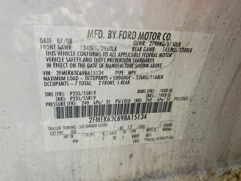 Продаж на аукціоні авто 2009 Ford Flex, vin: 2FMEK63C69BA15134, номер лоту: 63167156