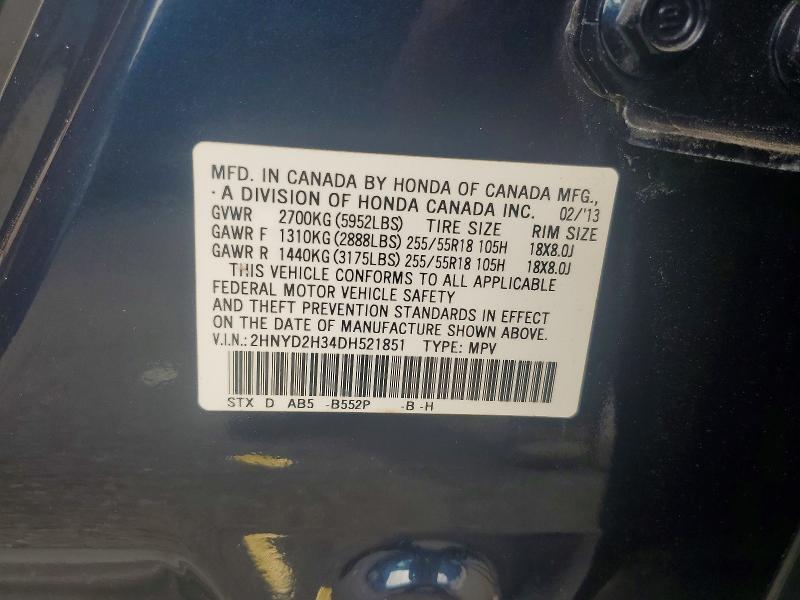 Продажа на аукционе авто 2013 Acura Mdx, vin: 2HNYD2H34DH521851, номер лота: 59575346