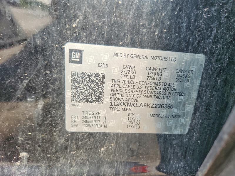 Aukcja sprzedaży 2019 Gmc Acadia, vin: 1GKKNKLA6KZ236360, numer aukcji: 62955216
