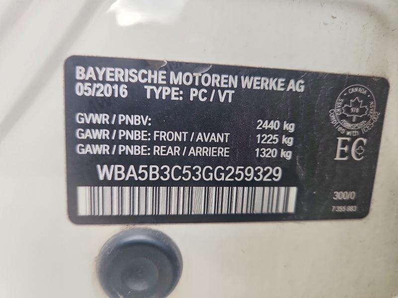 Продаж на аукціоні авто 2016 Bmw 535, vin: WBA5B3C53GG259329, номер лоту: 57629636