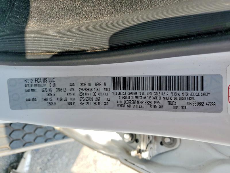 Aukcja sprzedaży 2019 Ram 1500, vin: 1C6RREBT4KN616928, numer aukcji: 63386416