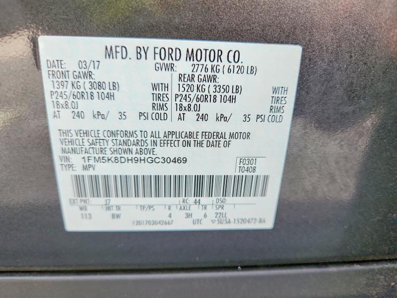 Aukcja sprzedaży 2017 Ford Explorer, vin: 1FM5K8DH9HGC30469, numer aukcji: 62652106