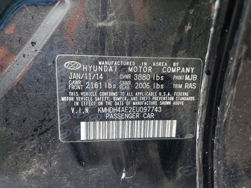 Продаж на аукціоні авто 2014 Hyundai Elantra, vin: KMHDH4AE2EU097743, номер лоту: 60105796