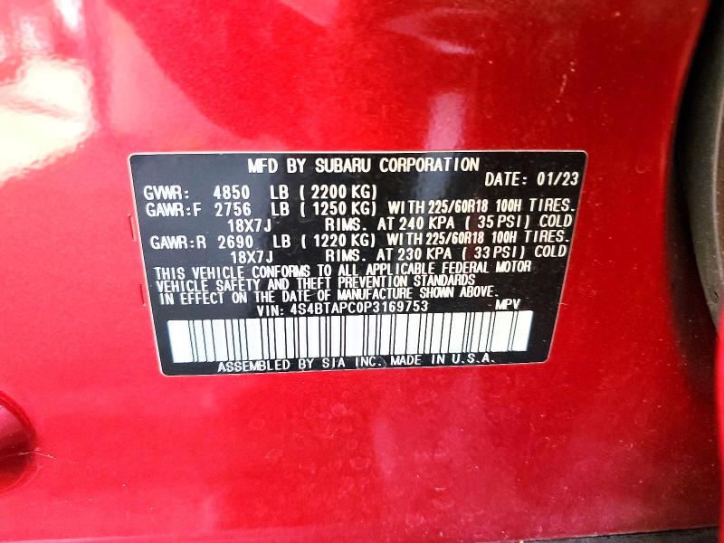 Aukcja sprzedaży 2023 Subaru Outback, vin: 4S4BTAPC0P3169753, numer aukcji: 61161126