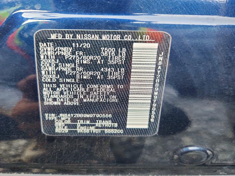 Продажа на аукционе авто 2021 Nissan Armada, vin: JN8AY2BB9M9790556, номер лота: 62357546