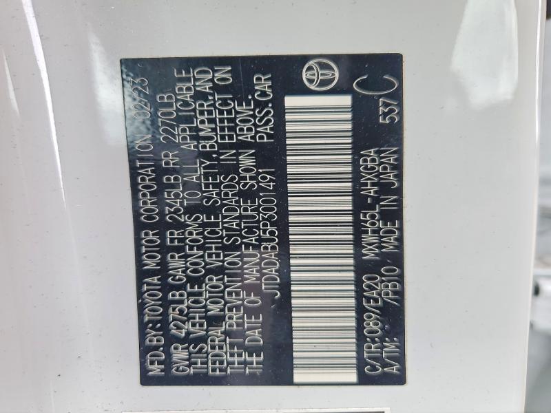 63294096 :رقم المزاد ، JTDADABU5P3001491 vin ، 2023 Toyota Prius مزاد بيع