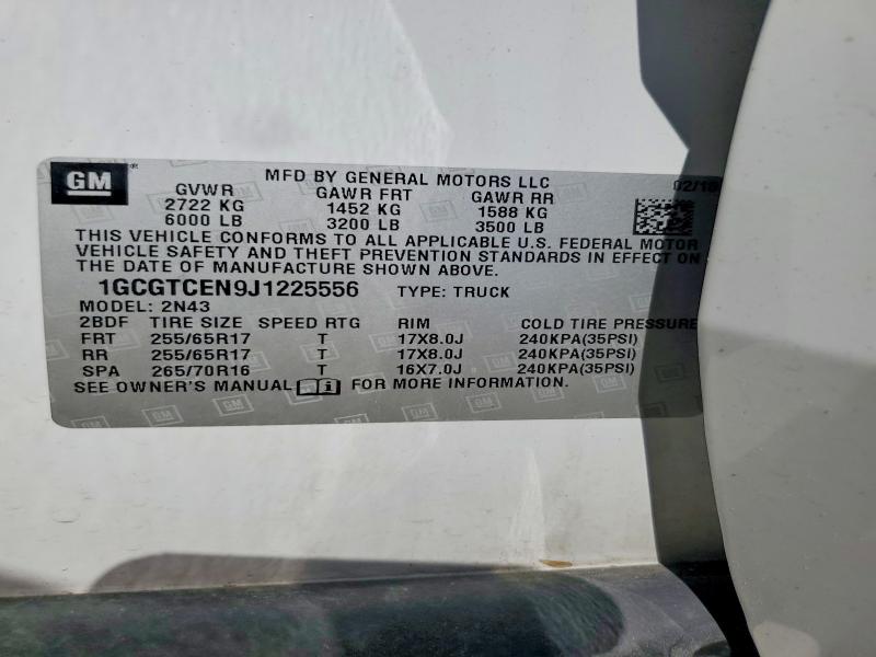 Aukcja sprzedaży 2018 Chevrolet Colorado, vin: 1GCGTCEN9J1225556, numer aukcji: 60684236