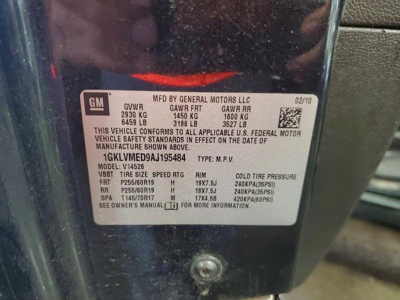 Продаж на аукціоні авто 2010 Gmc Acadia, vin: 1GKLVMED9AJ195484, номер лоту: 61528876