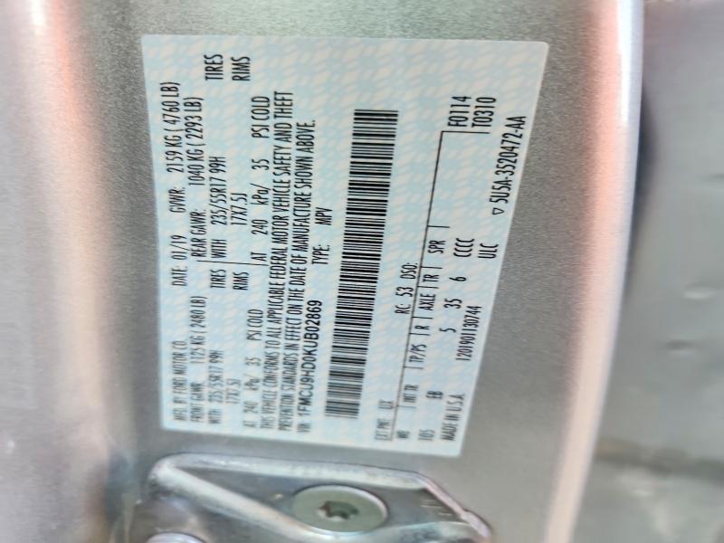 Продажа на аукционе авто 2019 Ford Escape, vin: 1FMCU9HD0KUB02869, номер лота: 60839696