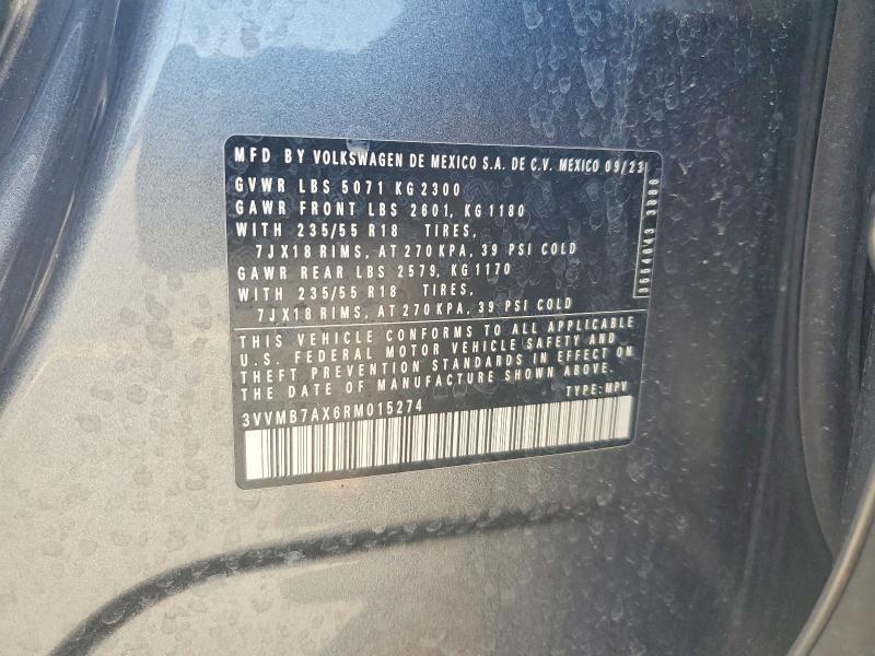 Aukcja sprzedaży 2024 Volkswagen Tiguan, vin: 3VVMB7AX6RM015274, numer aukcji: 61368586