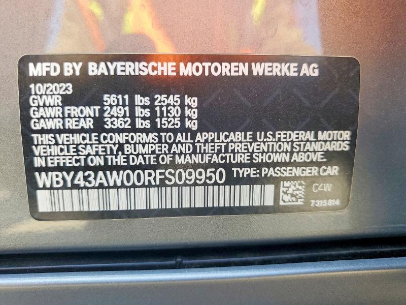60628796 :رقم المزاد ، WBY43AW00RFS09950 vin ، 2024 Bmw I4 مزاد بيع