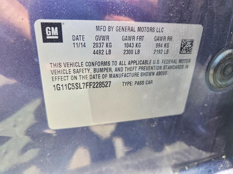 Продажа на аукционе авто 2015 Chevrolet Malibu, vin: 1G11C5SL7FF228527, номер лота: 58290346