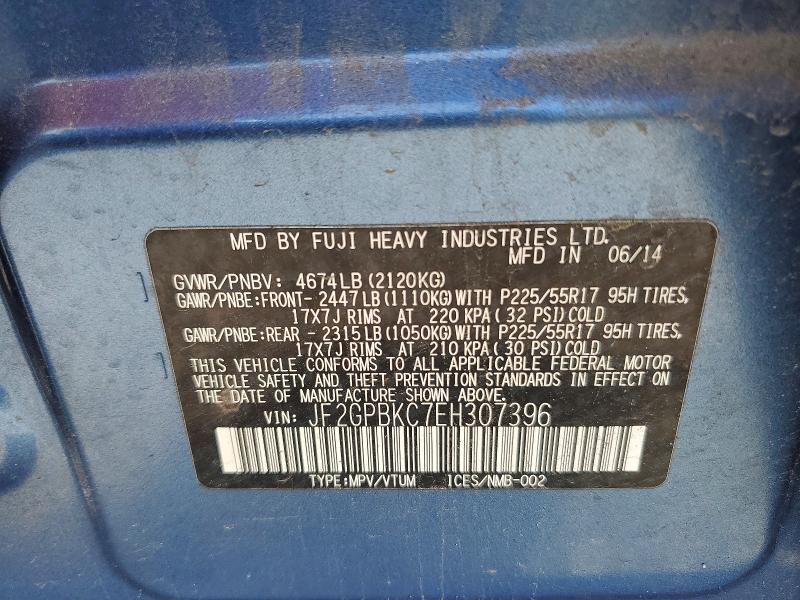 61710916 :رقم المزاد ، JF2GPBKC7EH307396 vin ، 2014 Subaru Xv Crosstrek مزاد بيع