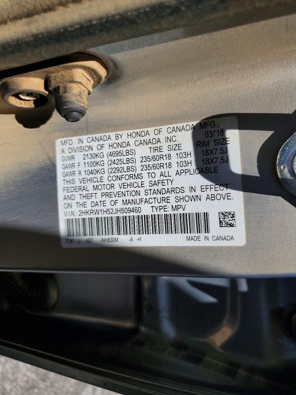 Aukcja sprzedaży 2018 Honda Cr-v, vin: 2HKRW1H52JH509460, numer aukcji: 62449866