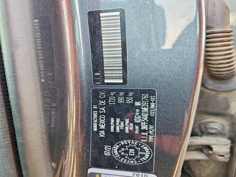 63215706 :رقم المزاد ، 3KPF54AD1ME391760 vin ، 2021 Kia Forte مزاد بيع