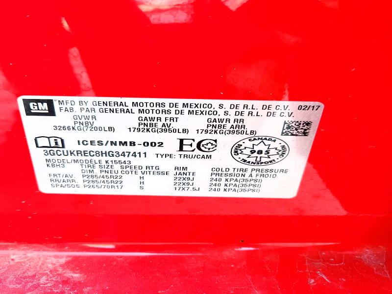 Aukcja sprzedaży 2017 Chevrolet Silverado, vin: 3GCUKREC8HG347411, numer aukcji: 61247726