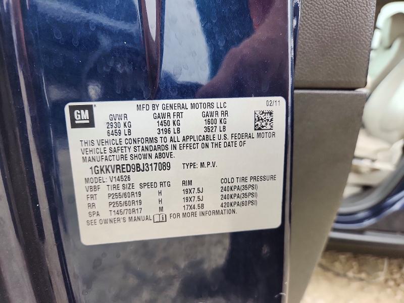 61498766 :رقم المزاد ، 1GKKVRED9BJ317089 vin ، 2011 Gmc Acadia مزاد بيع