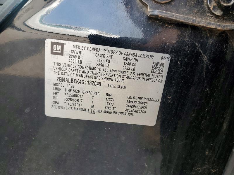 Aukcja sprzedaży 2016 Chevrolet Equinox, vin: 2GNALBEK4G1182048, numer aukcji: 61723496