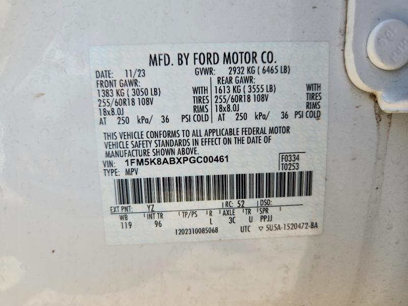 2023 Ford Explorer მანქანა იყიდება აუქციონზე, vin: 1FM5K8ABXPGC00461, აუქციონის ნომერი: 62700826