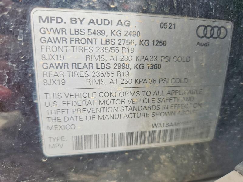 Aukcja sprzedaży 2021 Audi Q5, vin: WA1BAAFY8M2107620, numer aukcji: 62509776