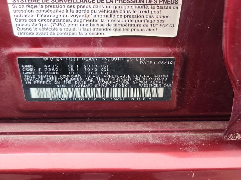 61382816 :رقم المزاد ، 4S3BMBL67B3218950 vin ، 2011 Subaru Legacy مزاد بيع
