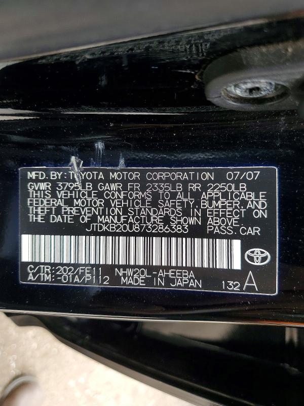 Aukcja sprzedaży 2007 Toyota Prius, vin: JTDKB20U873286383, numer aukcji: 60818326