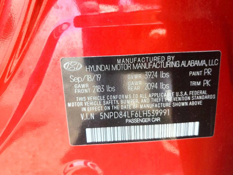 2020 Hyundai Elantra მანქანა იყიდება აუქციონზე, vin: 5NPD84LF6LH539991, აუქციონის ნომერი: 85772095