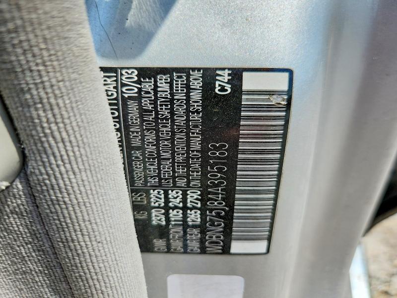 Продаж на аукціоні авто 2004 Mercedes-benz S, vin: WDBNG75J84A395183, номер лоту: 60624436