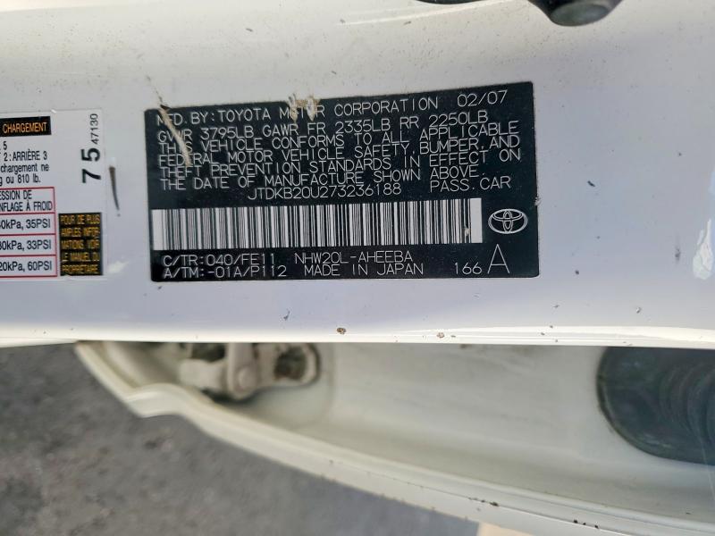 Продаж на аукціоні авто 2007 Toyota Prius, vin: JTDKB20U273236188, номер лоту: 62288856