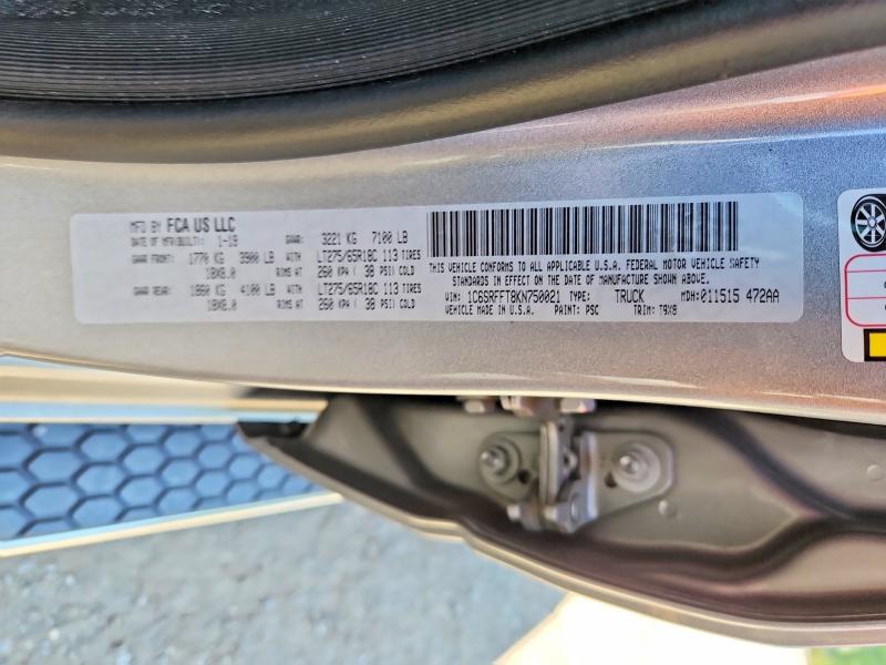 61725686 :رقم المزاد ، 1C6SRFFT8KN750021 vin ، 2019 Ram 1500 مزاد بيع