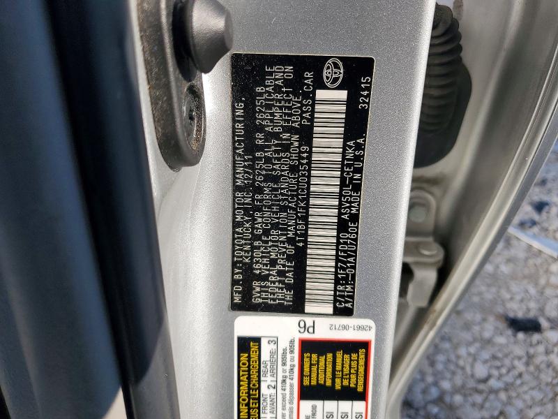 Продажа на аукционе авто 2012 Toyota Camry, vin: 4T1BF1FK1CU035449, номер лота: 60686016