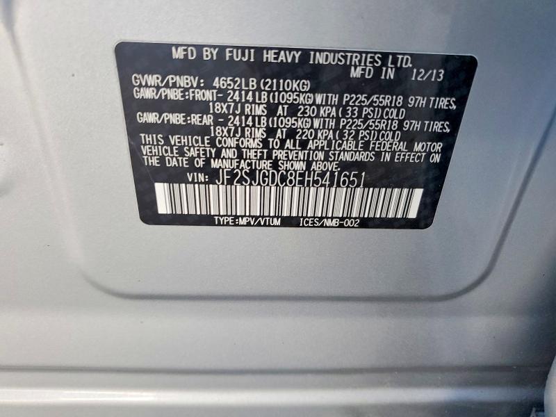 60788746 :رقم المزاد ، JF2SJGDC8EH541651 vin ، 2014 Subaru Forester مزاد بيع