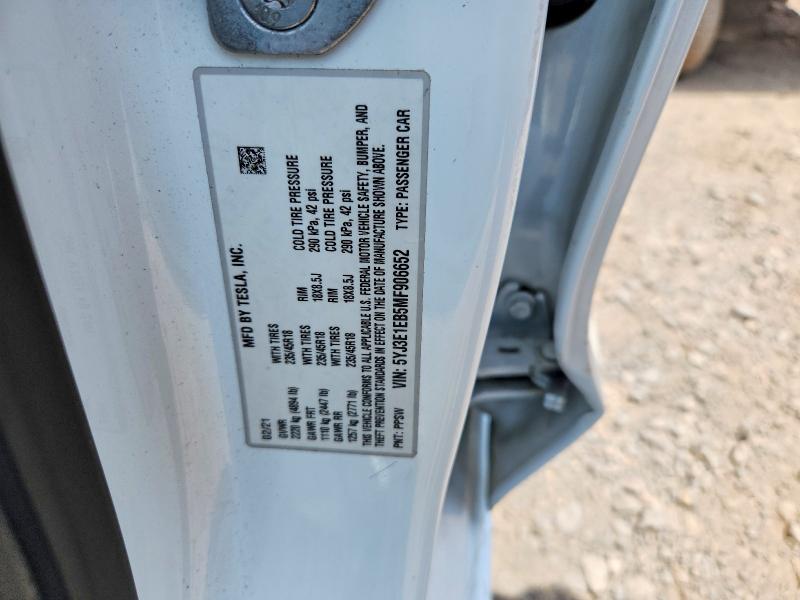 Aukcja sprzedaży 2021 Tesla Model 3, vin: 5YJ3E1EB5MF906652, numer aukcji: 61028706